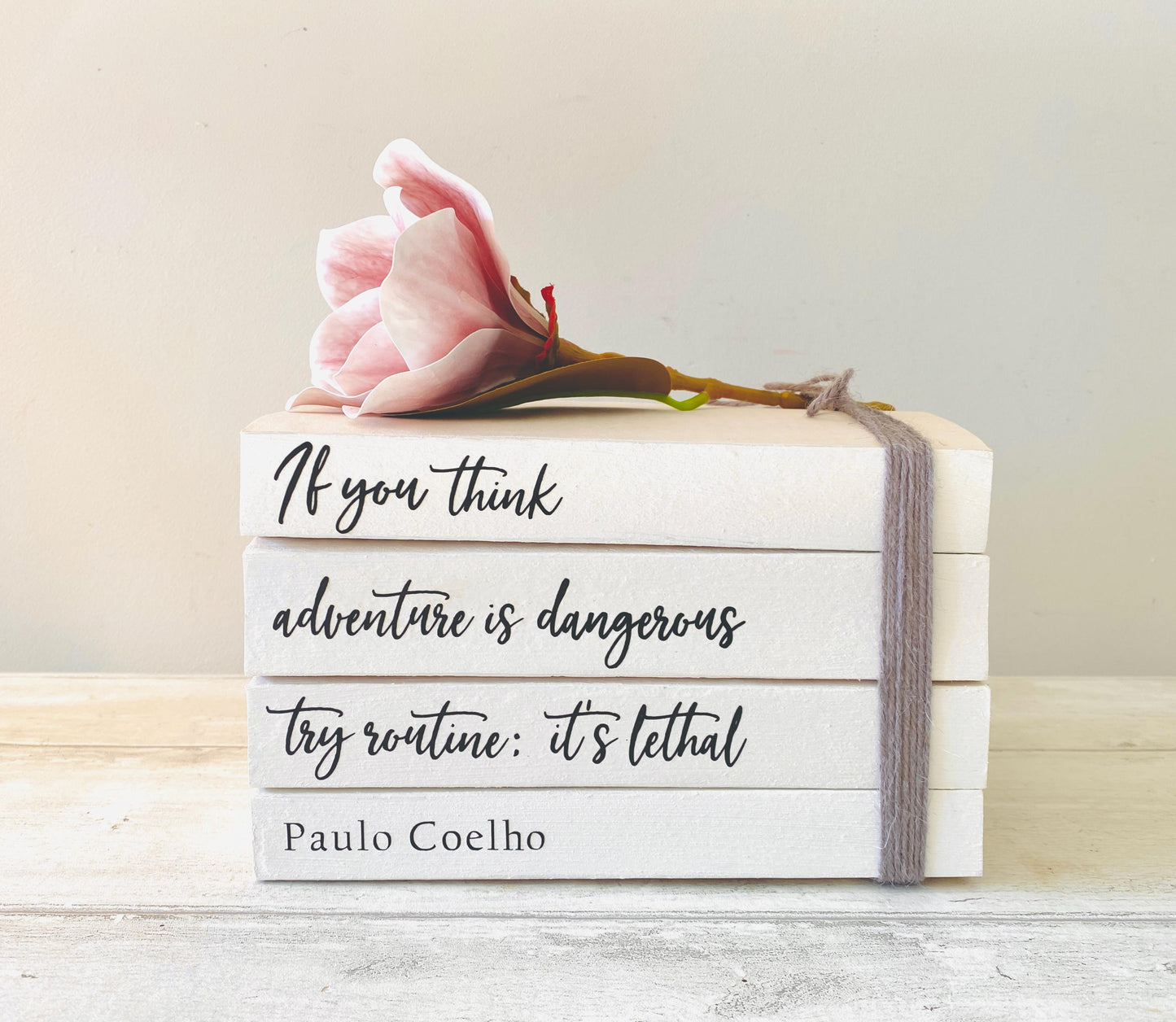 Personalized Quote Book Stack: White Book Ornament, Home Decor
