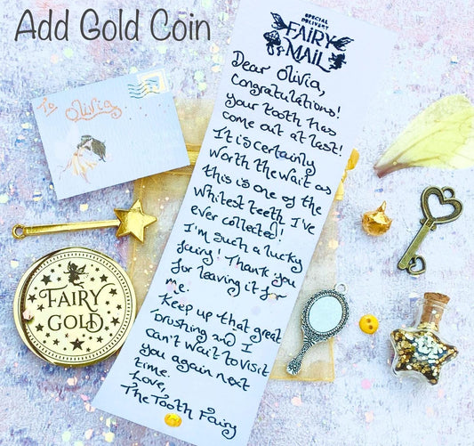 Tooth Fairy Letter, Tooth Fairy Kit with Tooth Fairy Gifts and Tooth Fairy Gold Coin & Fairy Dust! First Tooth Fairy Set for Girls and Boys