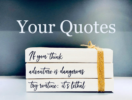 Personalized Quote Book Stack: White Book Ornament, Home Decor