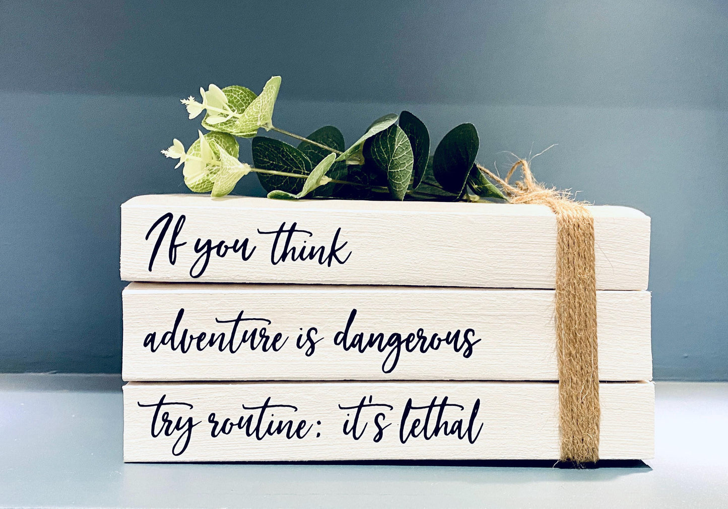 Personalized Quote Book Stack: White Book Ornament, Home Decor