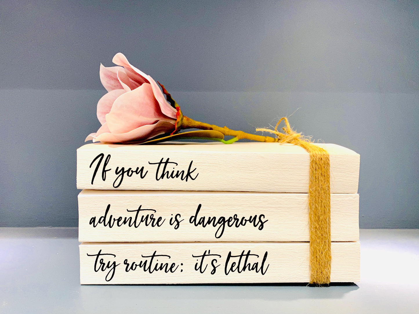 Personalized Quote Book Stack: White Book Ornament, Home Decor