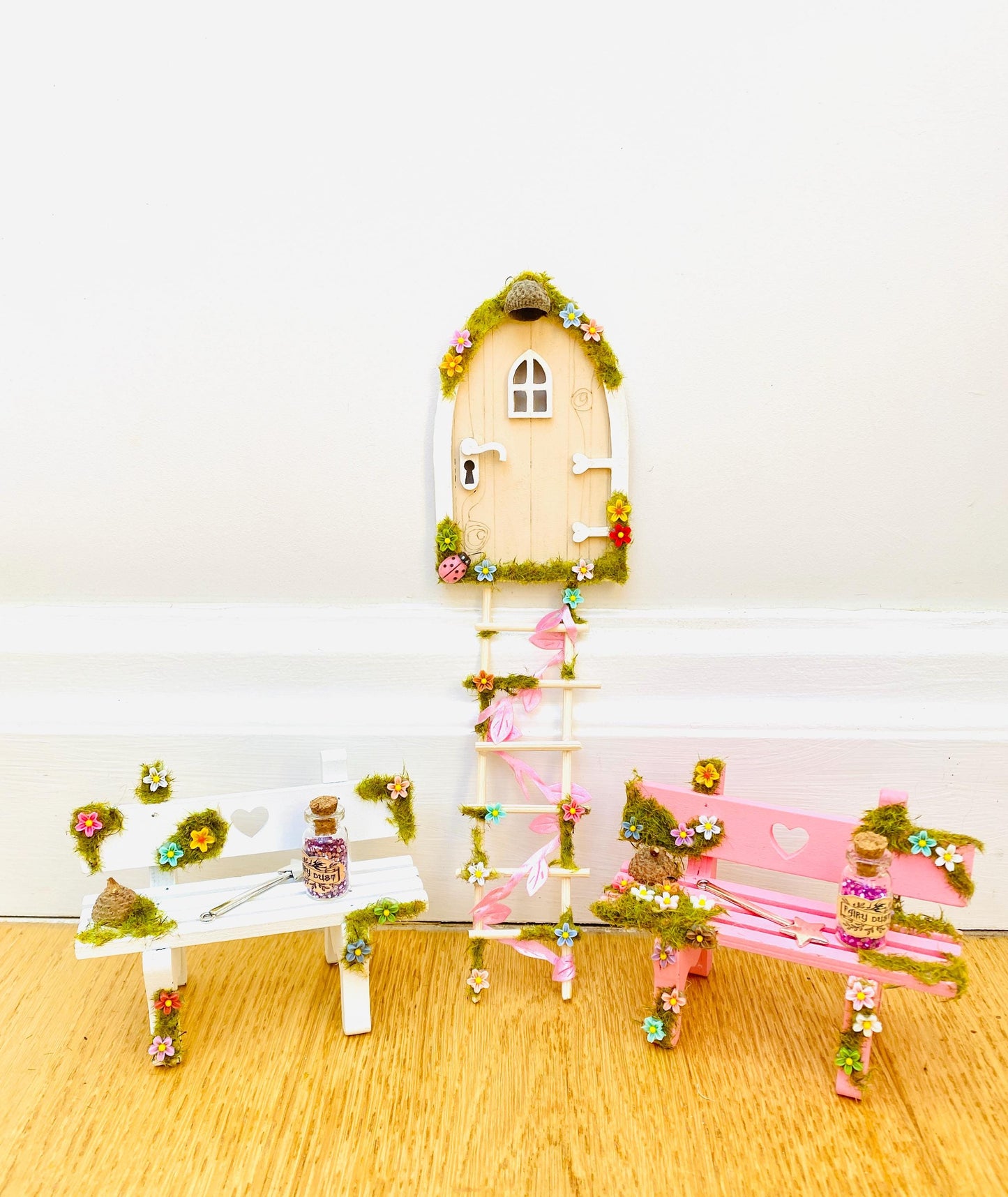 FAIRY DOOR with Ladder & Fairy Bench for Fairy Bedroom