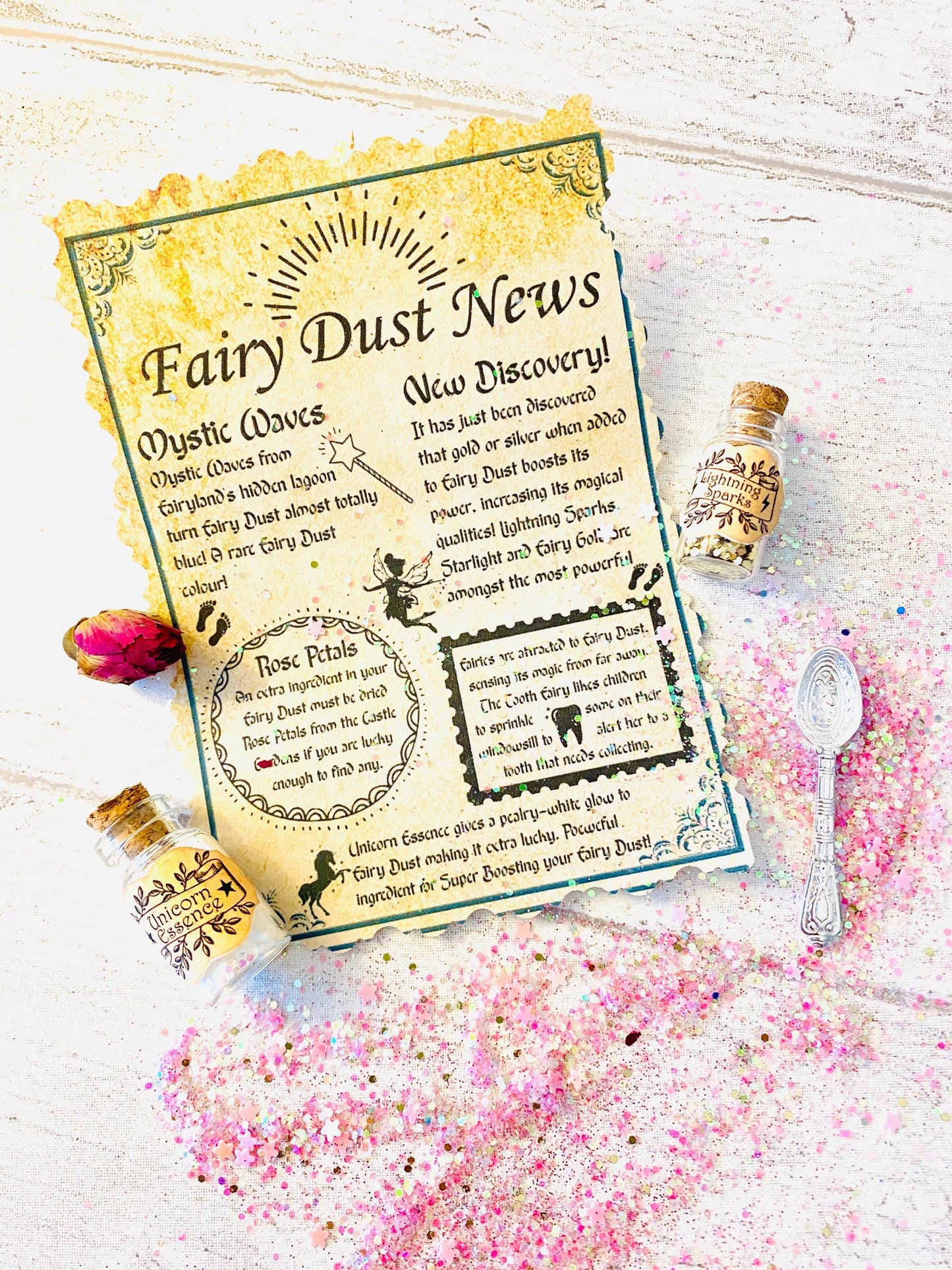 Make Your Own FAIRY DUST -perfect gift from the Tooth Fairy or Fairy Party Bag Fillers, mini Fairy Dust Bottles, Fairy Birthday Gift