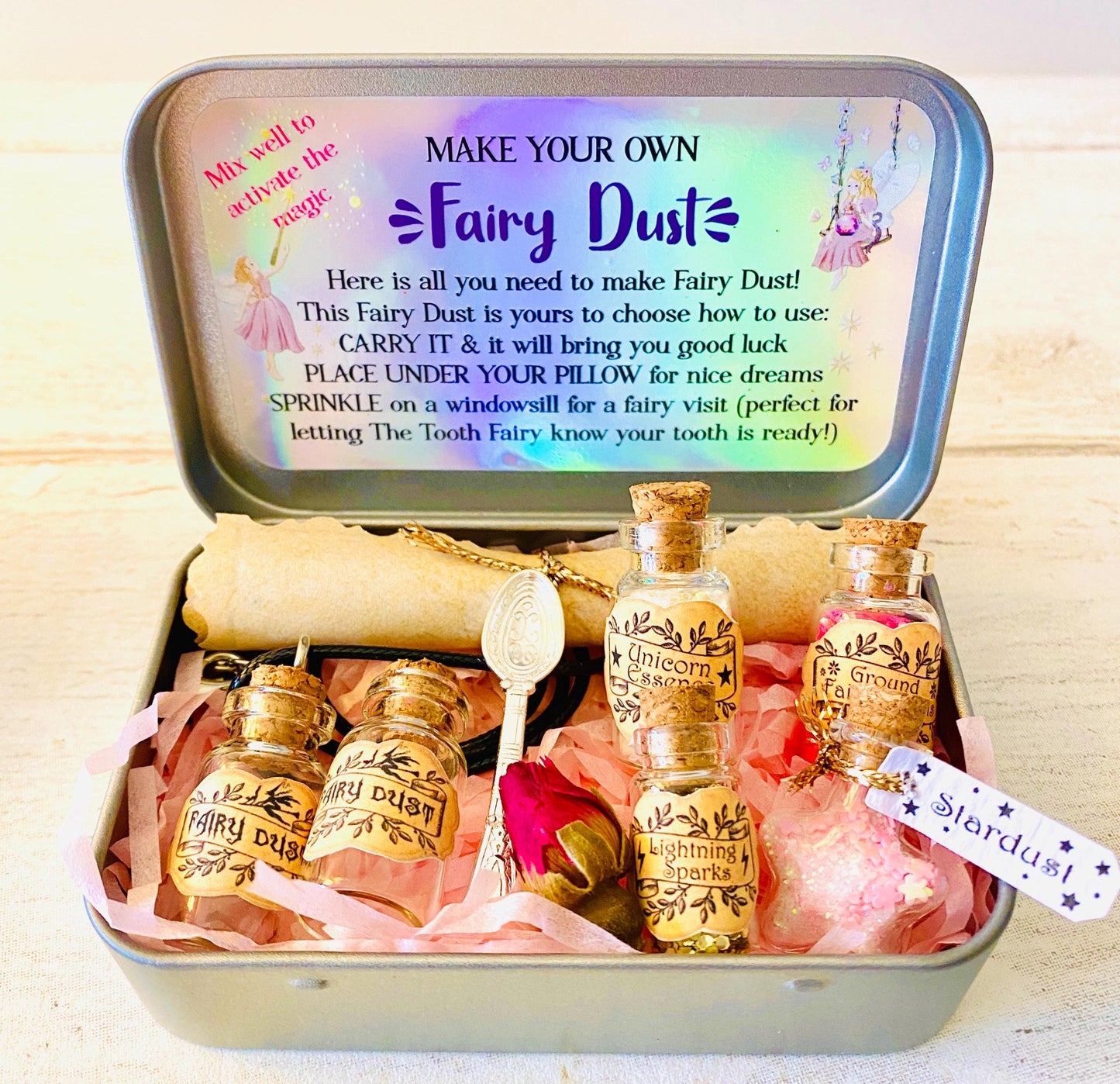 Make Your Own FAIRY DUST -perfect gift from the Tooth Fairy or Fairy Party Bag Fillers, mini Fairy Dust Bottles, Fairy Birthday Gift