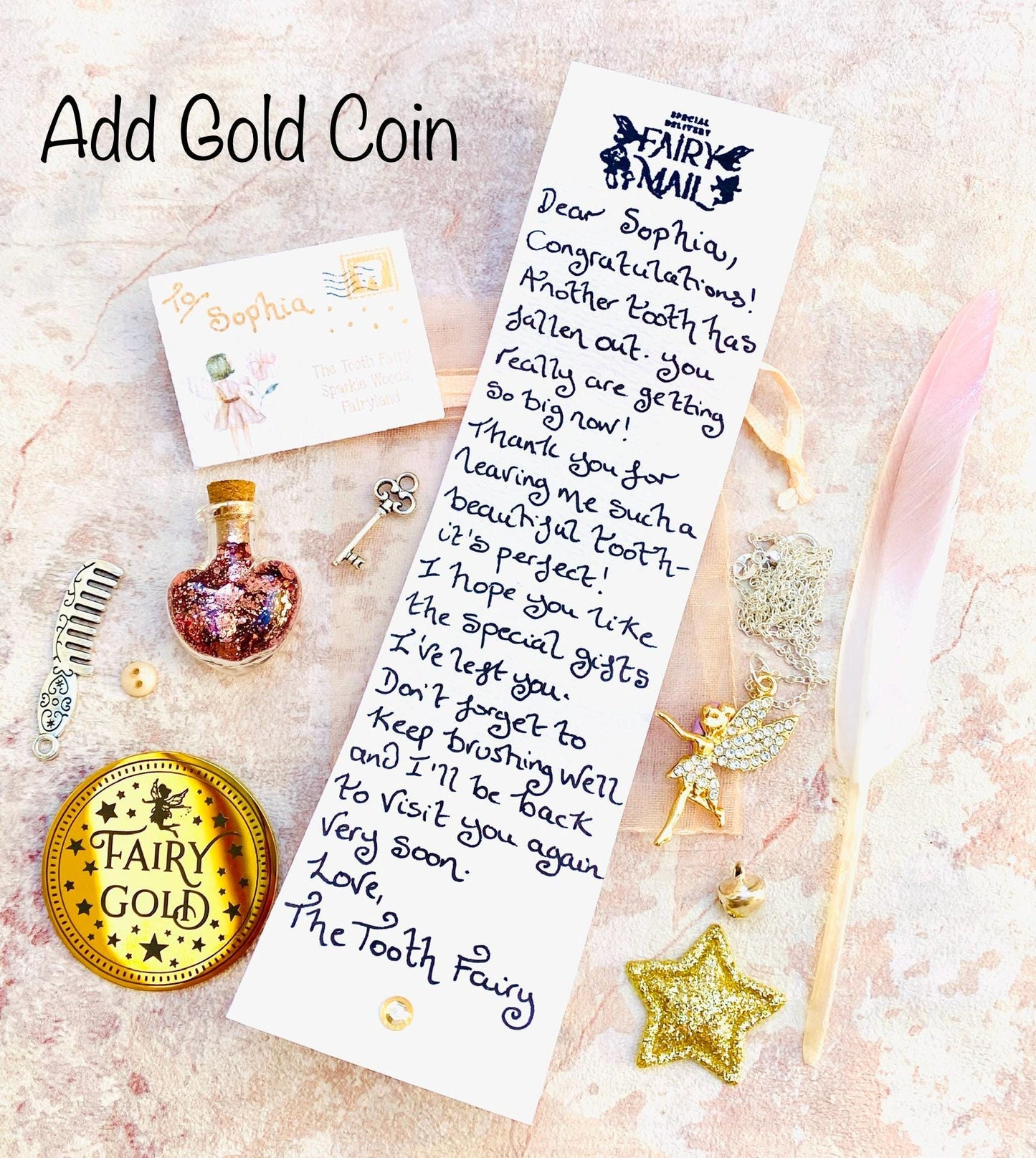 Tooth Fairy Letter, Tooth Fairy Kit with Tooth Fairy Gifts and Tooth Fairy Gold Coin & Fairy Dust! First Tooth Fairy for Girls and Boys