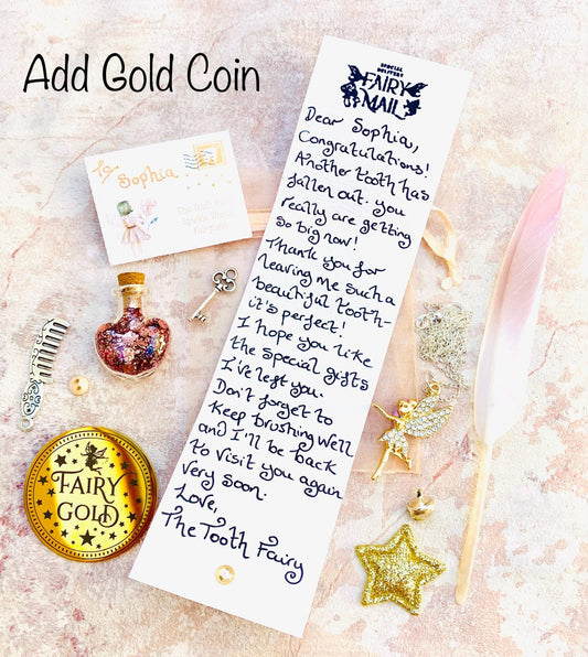 Tooth Fairy Letter, Tooth Fairy Kit with Tooth Fairy Gifts and Tooth Fairy Gold Coin & Fairy Dust! First Tooth Fairy for Girls and Boys