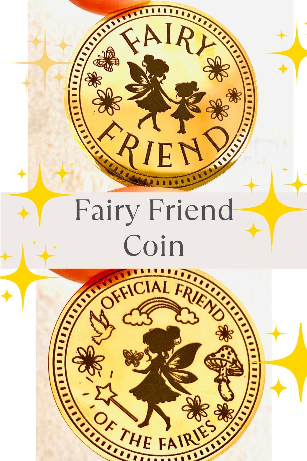 FAIRY FRIEND or KINDNESS Gold Coin & Certificate! Fairy Reward for Fairy Penpal, Fairy Letters, Good Behaviour Gift! Tooth Fairy Gold Coin