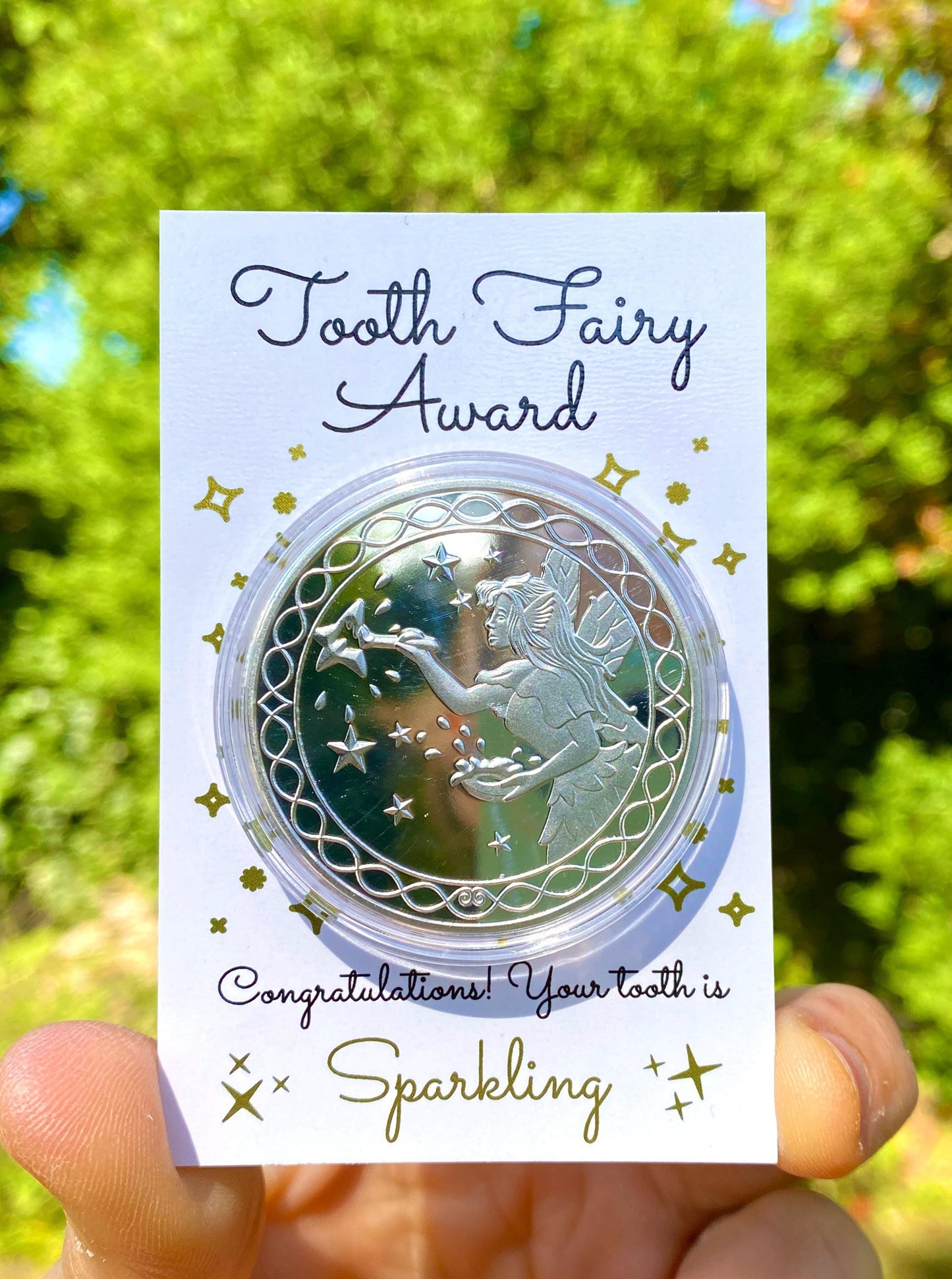 Tooth Fairy Gold Coin Award- Tooth Fairy Gift, First Lost Tooth Certificate, Tooth Fairy Kit, First Tooth Fairy & Last Tooth Fairy.