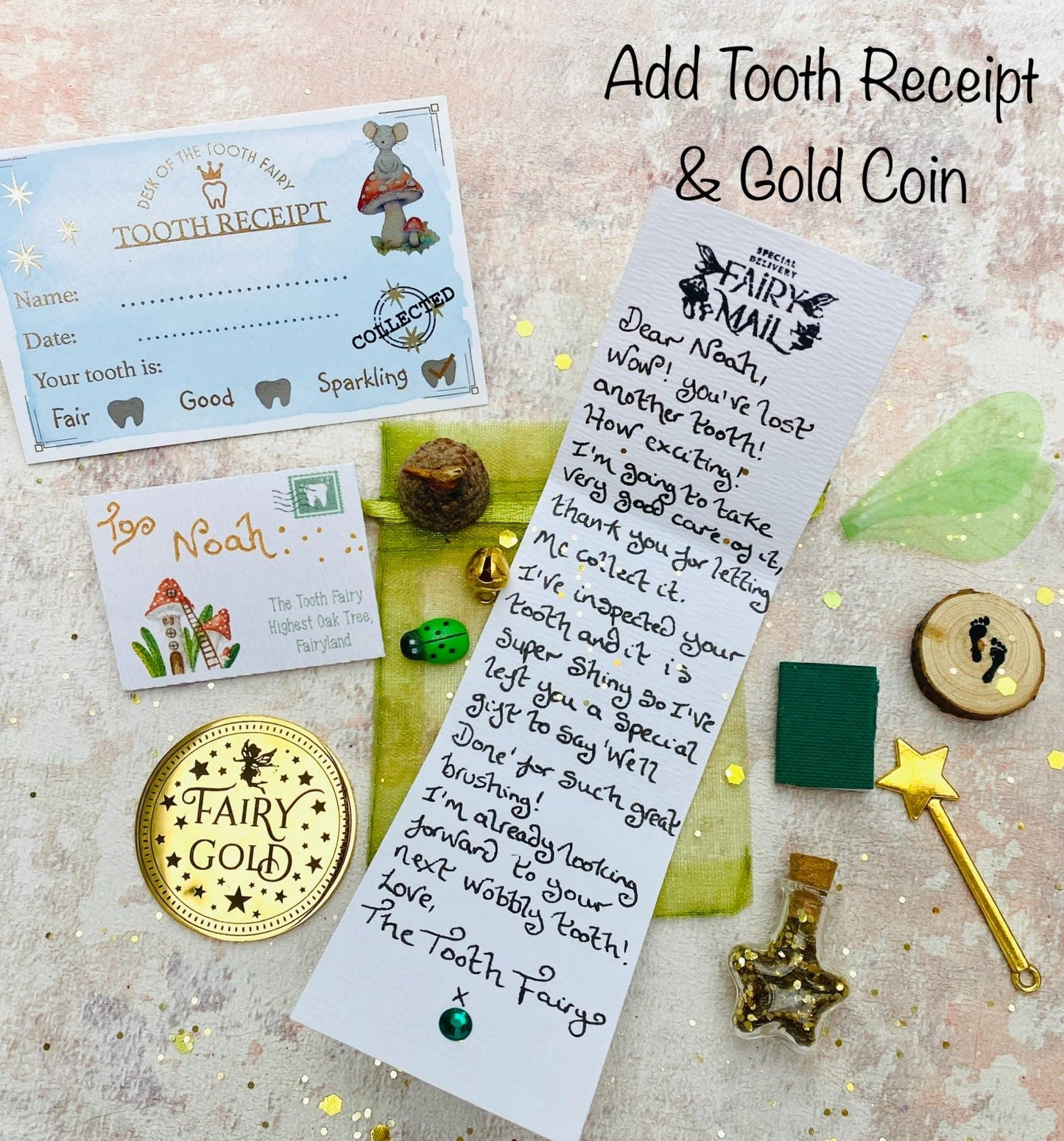 Tooth Fairy Kit: Letter, Fairy Dust, Gold Coin & Keepsakes