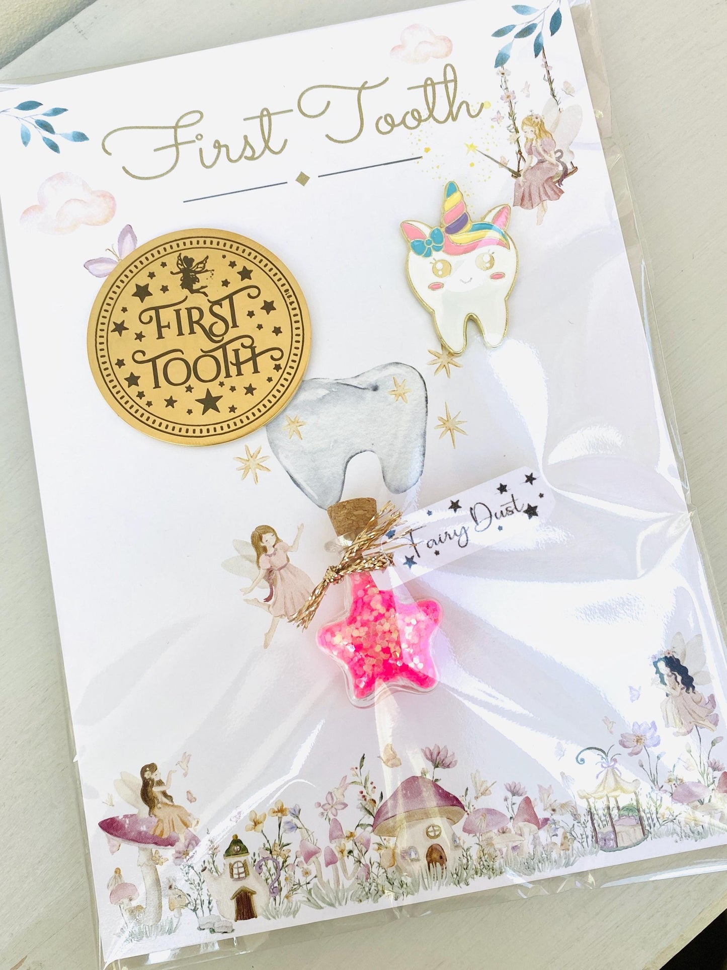 Tooth Fairy Letter with Tooth Fairy Gifts. Tooth Fairy Kit & Tooth Fairy Gold Coin. First Lost Tooth Fairy Visit! Tooth Fairy Set