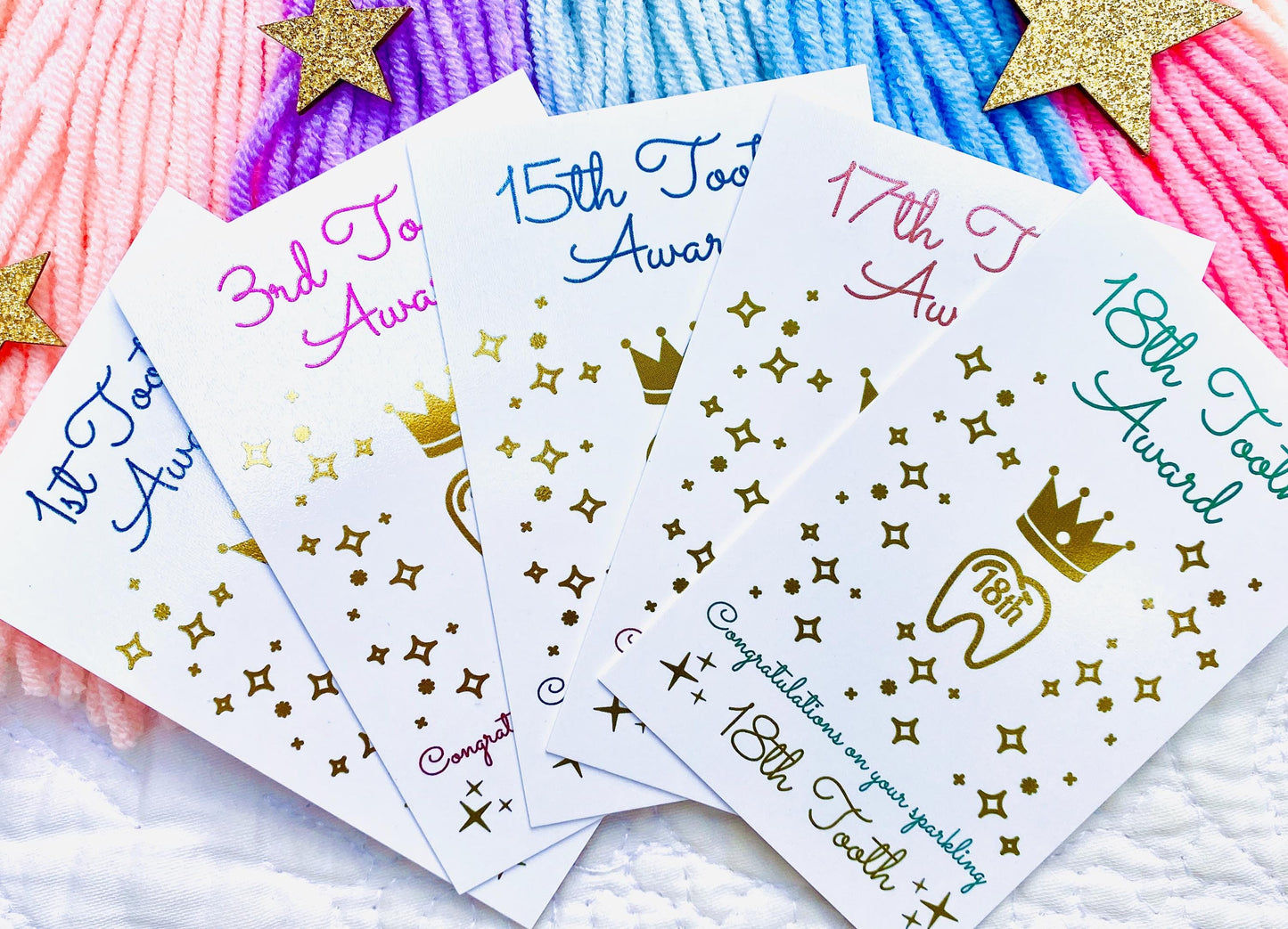 20 TOOTH FAIRY Collection Receipts - 1 for every tooth! Tooth Fairy Certificate Awards! First Tooth & Last Tooth! Fairy Dust