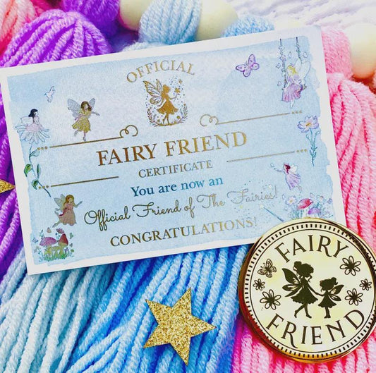 FAIRY FRIEND or KINDNESS Gold Coin & Certificate! Fairy Reward for Fairy Penpal, Fairy Letters, Good Behaviour Gift! Tooth Fairy Gold Coin