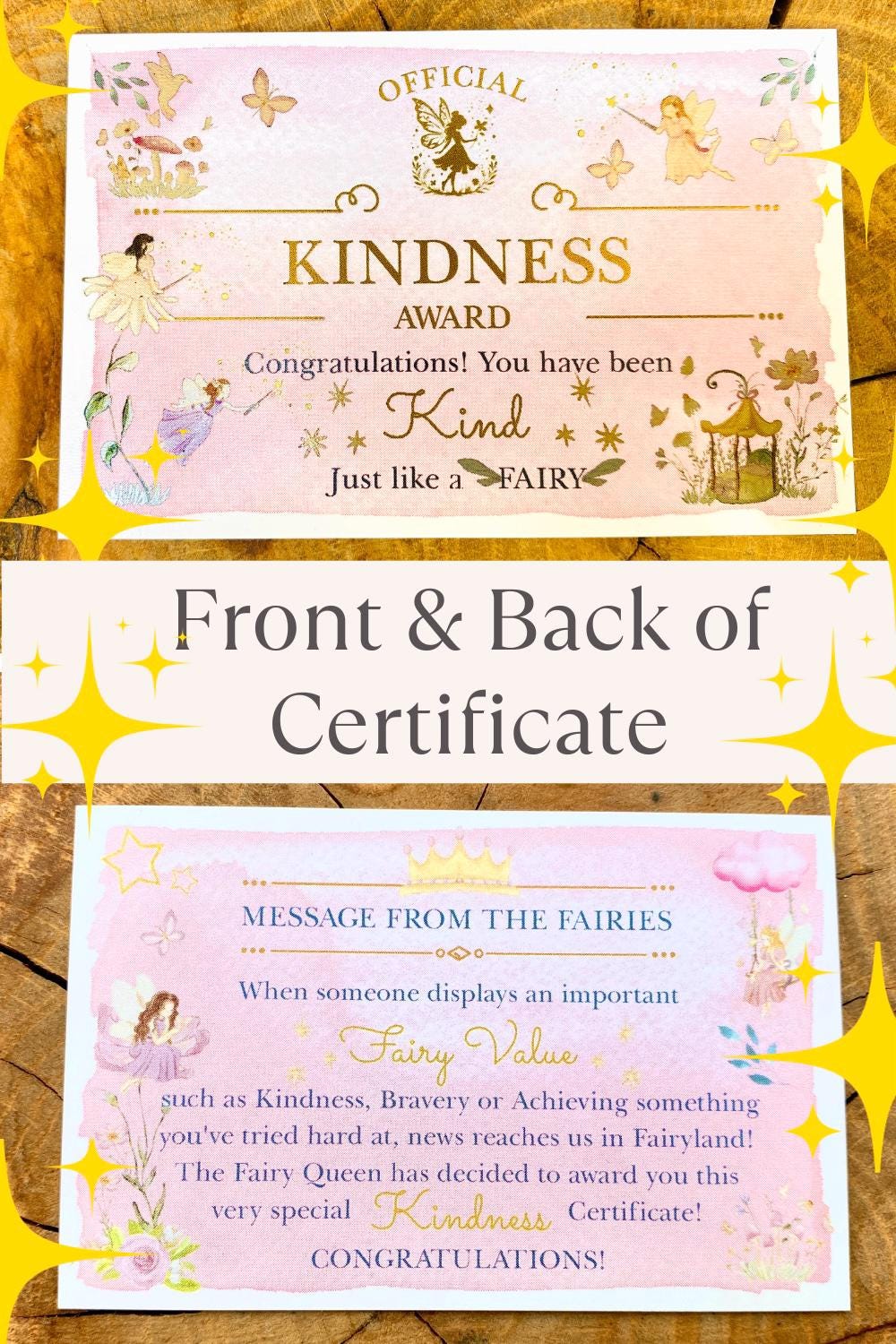 FAIRY FRIEND or KINDNESS Gold Coin & Certificate! Fairy Reward for Fairy Penpal, Fairy Letters, Good Behaviour Gift! Tooth Fairy Gold Coin