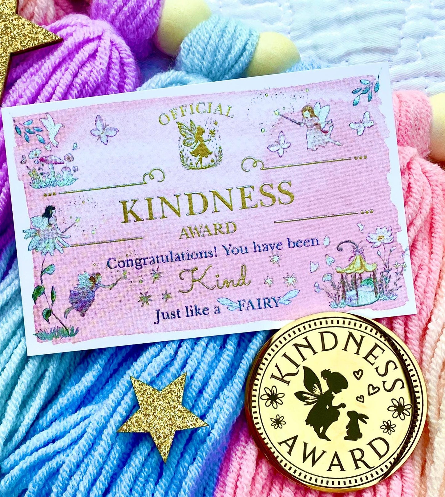 FAIRY FRIEND or KINDNESS Gold Coin & Certificate! Fairy Reward for Fairy Penpal, Fairy Letters, Good Behaviour Gift! Tooth Fairy Gold Coin