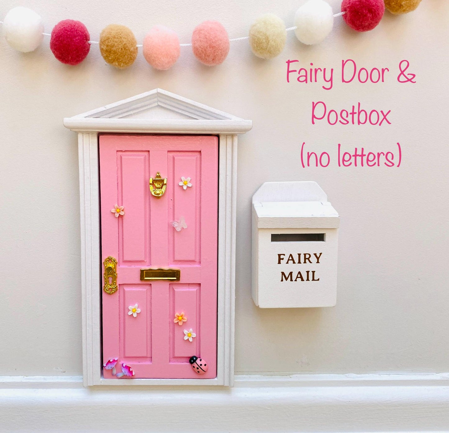 Opening Wooden Fairy Door with Glowing Windows, & Fairy Door Key – Fairy Bedroom Decor