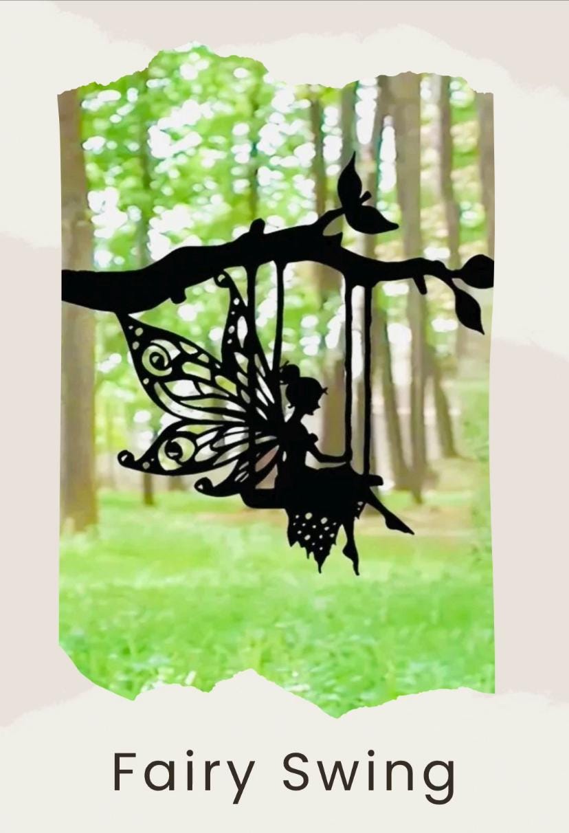 Fairy Garden Silhouette Metal Tree Spike, Garden Fairies Art Decor, Fairy Garden Decorations, Fairy Silhouette. Fairy Art