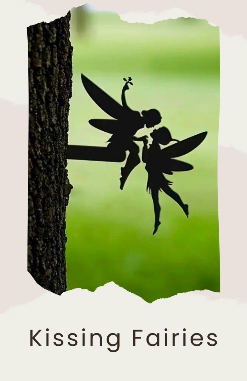 Fairy Garden Silhouette Metal Tree Spike, Garden Fairies Art Decor, Fairy Garden Decorations, Fairy Silhouette. Fairy Art