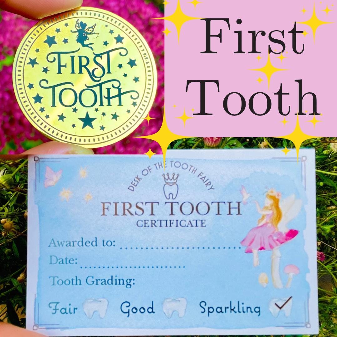 FIRST TOOTH Fairy Certificate & First Tooth Gold Coin! Lost First  Tooth Fairy Receipt! Lovely Keepsake for a child’s First Lost Tooth!