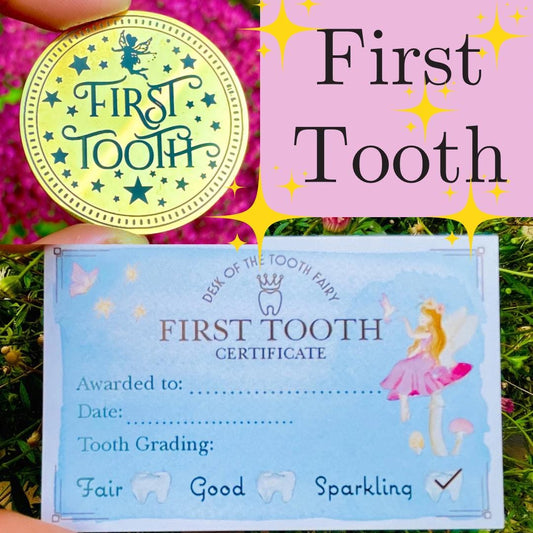 FIRST TOOTH Fairy Certificate & First Tooth Gold Coin! Lost First  Tooth Fairy Receipt! Lovely Keepsake for a child’s First Lost Tooth!