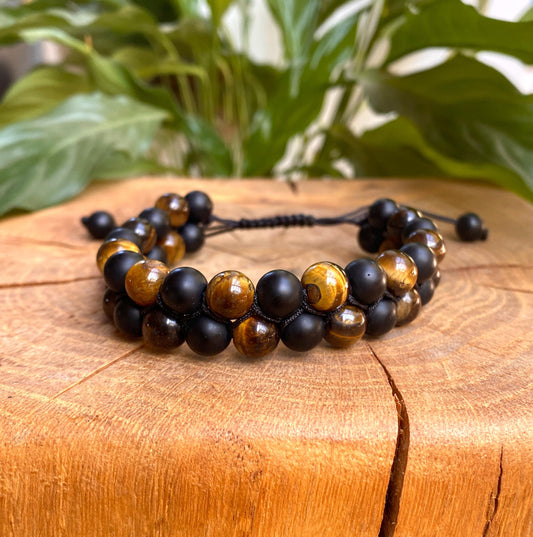 Unisex Tiger’s Eye Bracelet -Beaded Chakra Bracelet - natural Tiger’s Eye -Healing, Yoga & Positive Energy