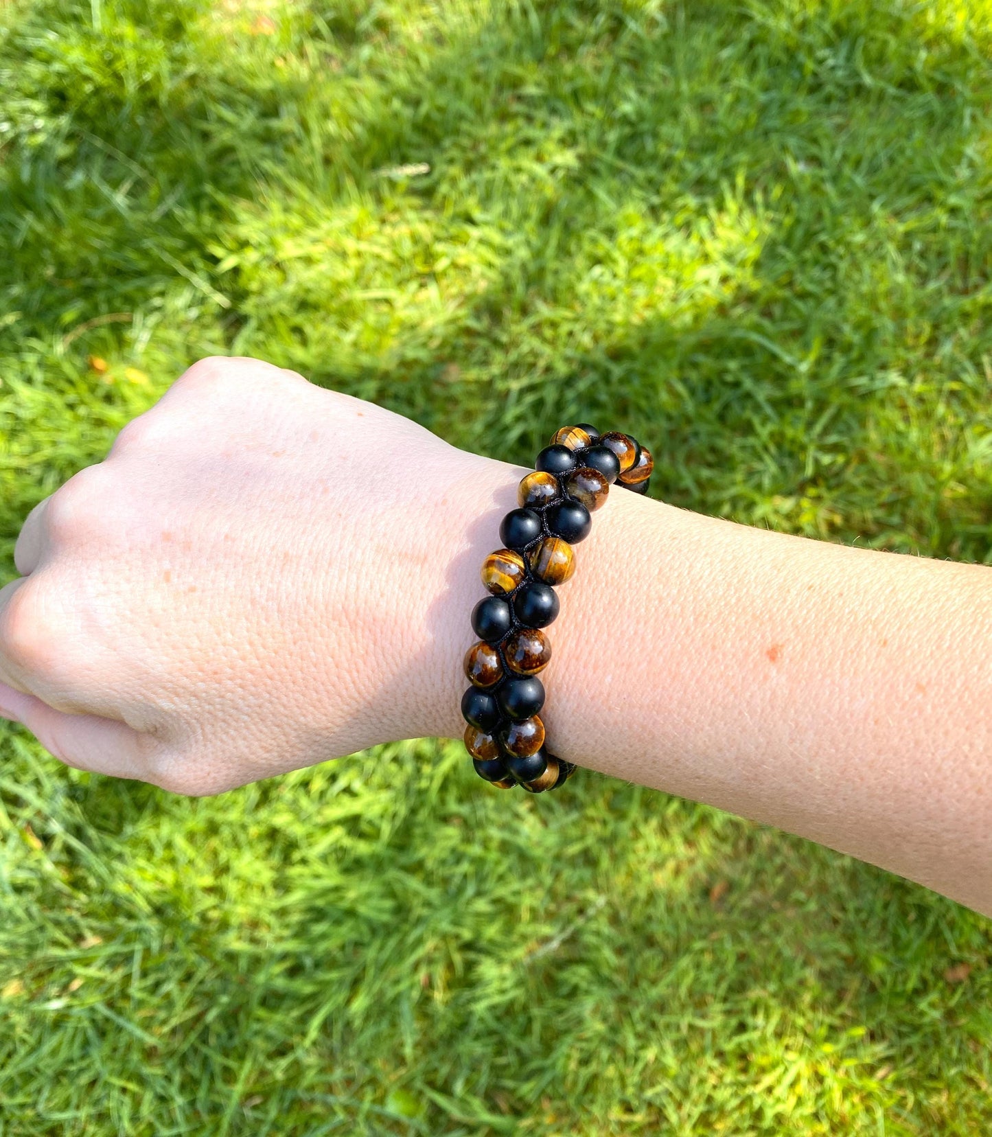 Unisex Tiger’s Eye Bracelet -Beaded Chakra Bracelet - natural Tiger’s Eye -Healing, Yoga & Positive Energy