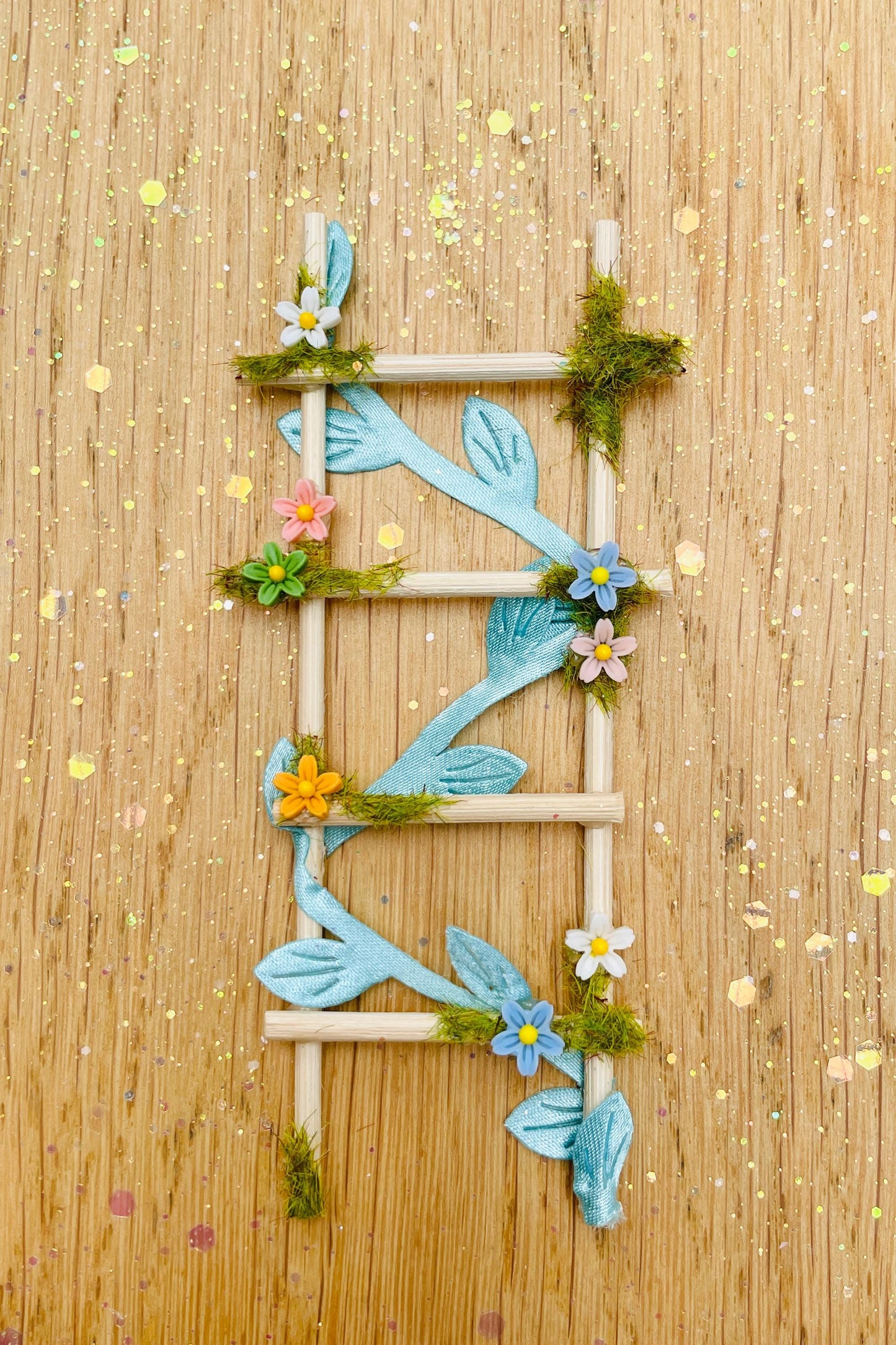 Blue FAIRY DOOR with Ladder, Fairy Bench & Fairy Postbox for Fairy Bedroom- Pale Blue Fairy Door