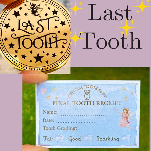 LAST TOOTH- Tooth Fairy Collection Certificate! Lost Tooth Receipt -Tooth Fairy Receipt! Lovely Tooth Fairy Visit Keepsake, Tooth Fairy Gift