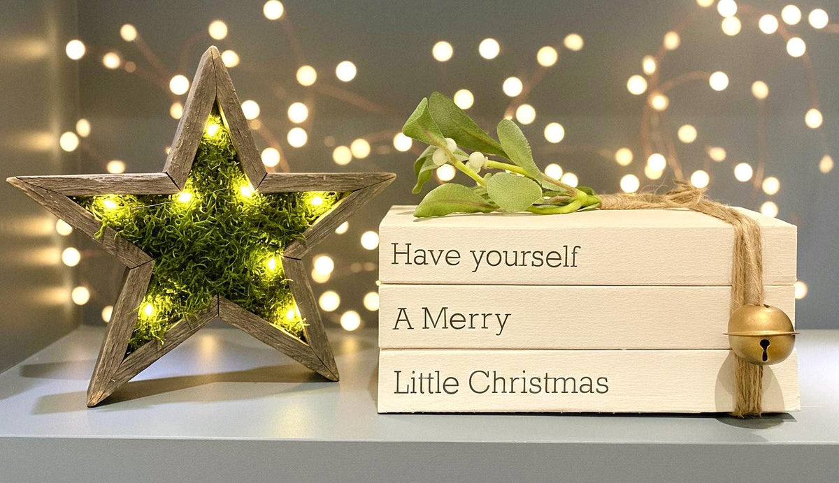 Personalized Christmas Book Stack Ornament: Festive Upcycled Book Decor