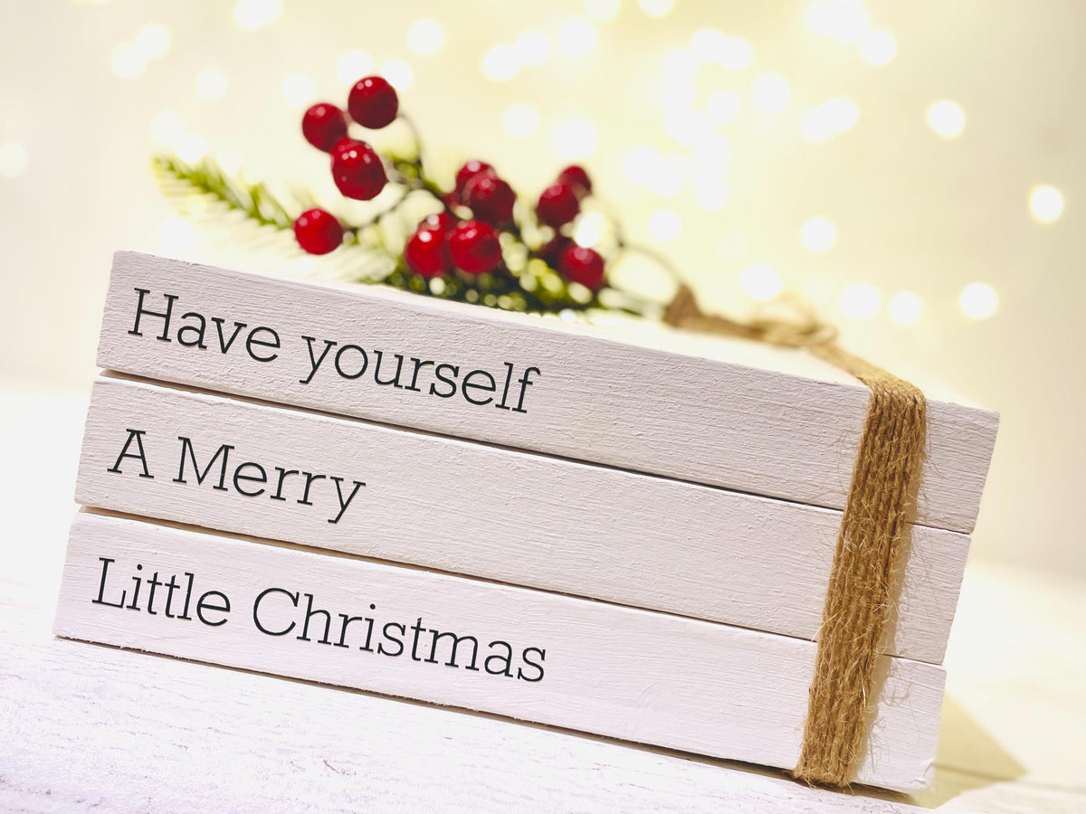Personalized Christmas Book Stack Ornament: Festive Upcycled Book Decor