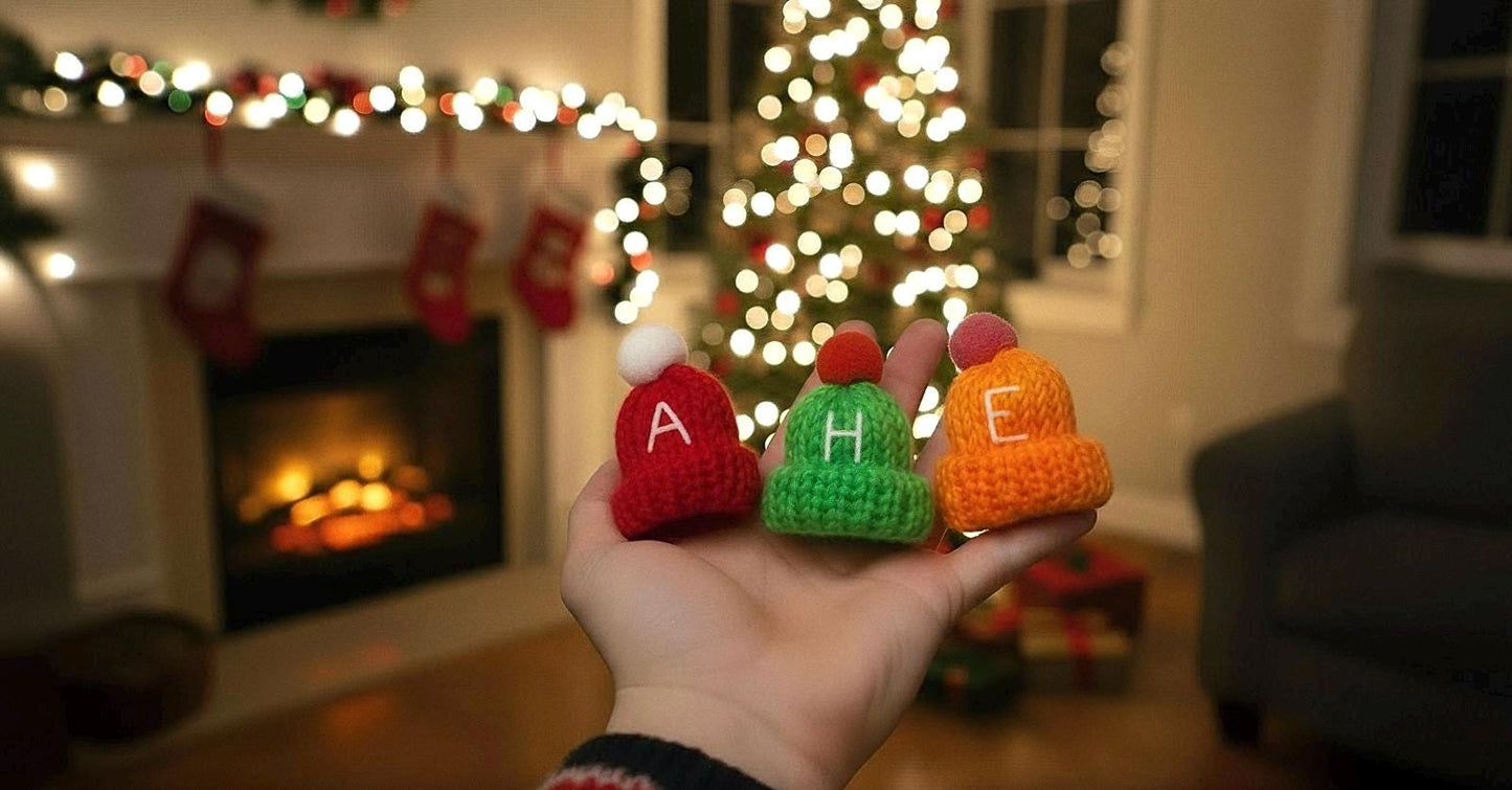 Personalized Elf Hat, Tiny Knit Bobble Hat: for Doll, Elf, or Flute Topper