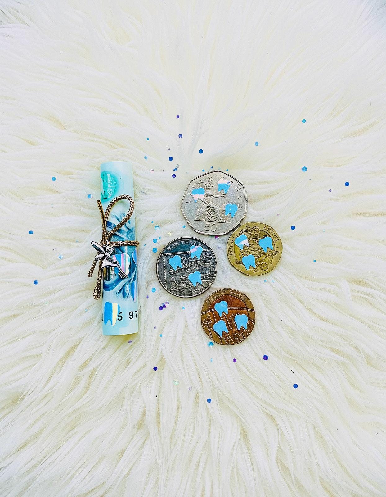 Tooth Fairy Money Stickers! Turn your Human Money into Tooth Fairy Money with Holographic Tooth Stickers! Tooth Fairy Decals!