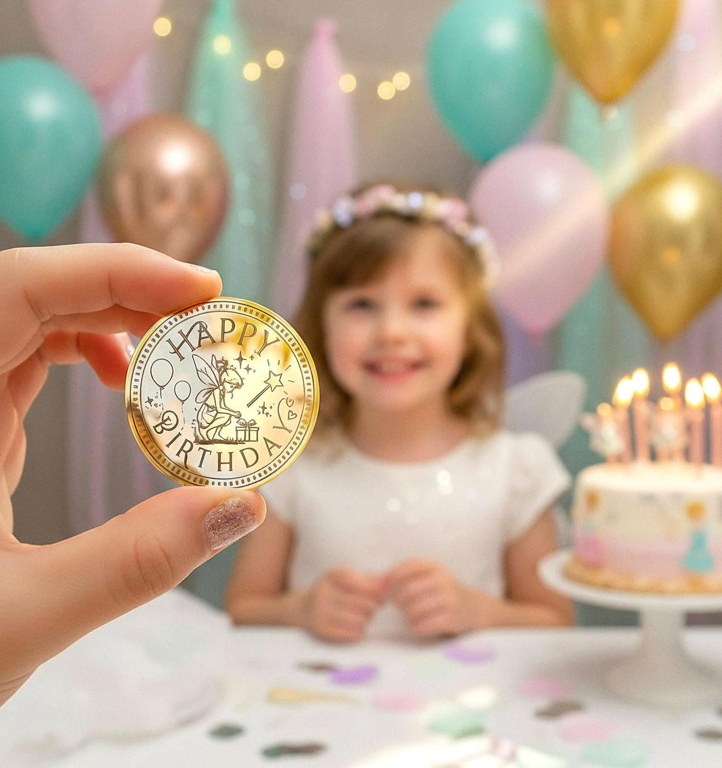 Birthday Fairy Gold Coin- Fairy Gift on your Birthday! Fairy Treasure Gold Coin! Fairy Party Bag Fillers, Fairy Birthday Gift