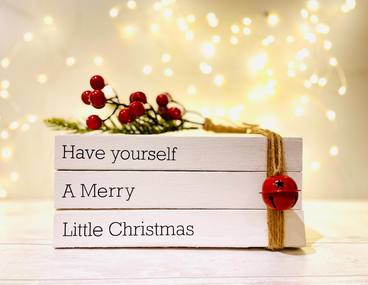 Personalized Christmas Book Stack Ornament: Festive Upcycled Book Decor