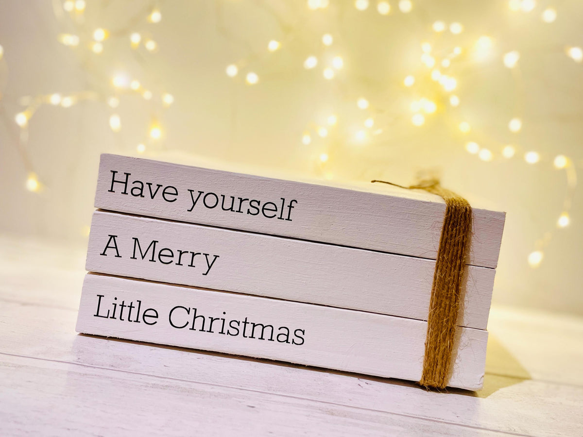 Personalized Christmas Book Stack Ornament: Festive Upcycled Book Decor