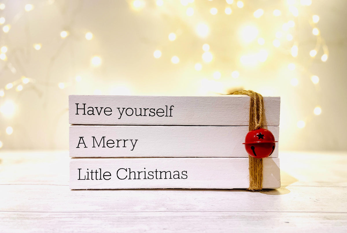 Personalized Christmas Book Stack Ornament: Festive Upcycled Book Decor