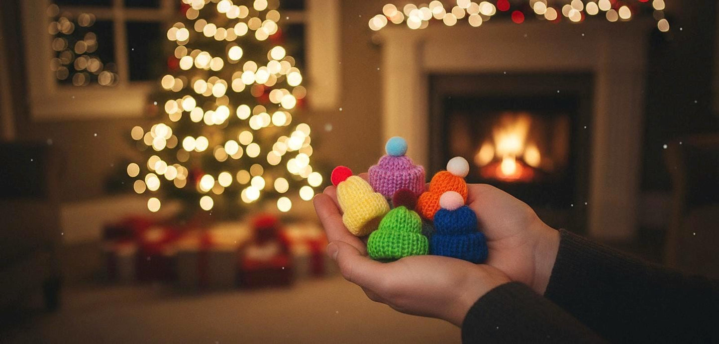 Personalized Elf Hat, Tiny Knit Bobble Hat: for Doll, Elf, or Flute Topper