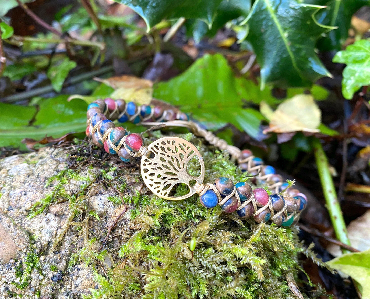 Tree of Life Natural Tiger’s Eye, Jasper Beaded Bracelet- Unisex  Healing Bracelet- Positive Energy (Boho)