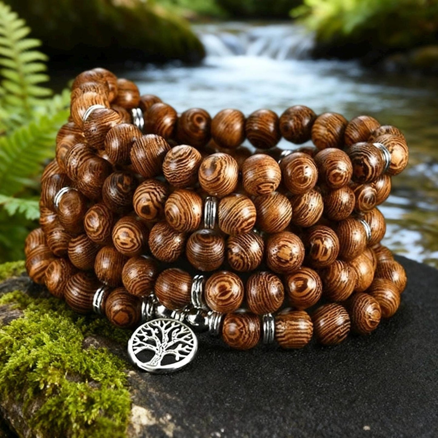 108 Mala Beads- Traditional Natural Wooden Mala Meditation Necklace. Beautiful Chakra Healing bracelet. Japa Mala. Prayer beads.