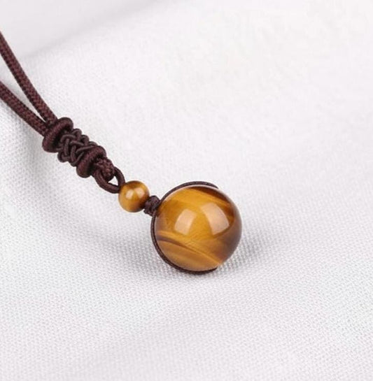 Gold Obsidian Stone Pendant. Healing Necklace. Beautiful Tiger Stones. Lucky Amulet