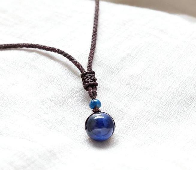 Gold Obsidian Stone Pendant. Healing Necklace. Beautiful Tiger Stones. Lucky Amulet