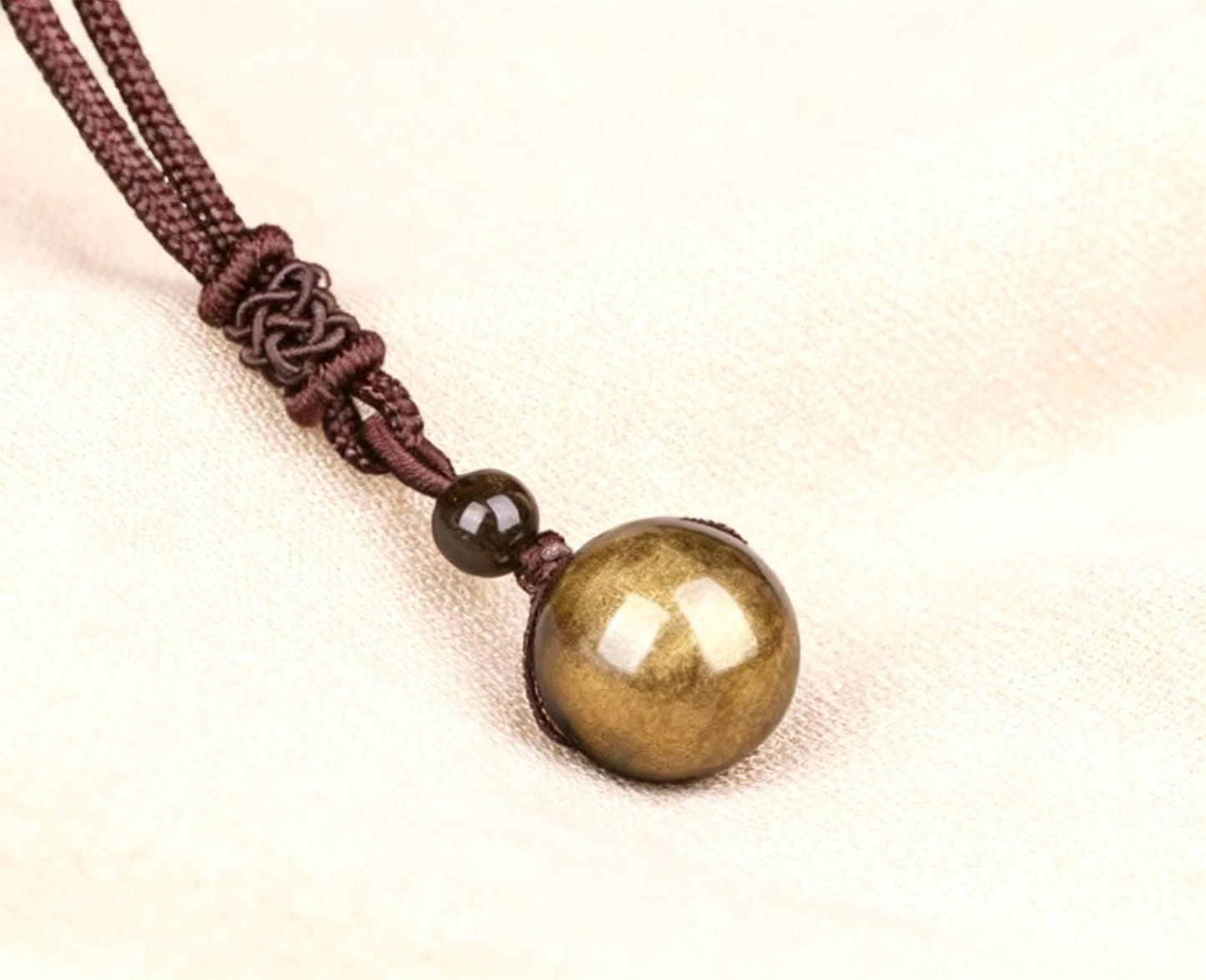 Gold Obsidian Stone Pendant. Healing Necklace. Beautiful Tiger Stones. Lucky Amulet
