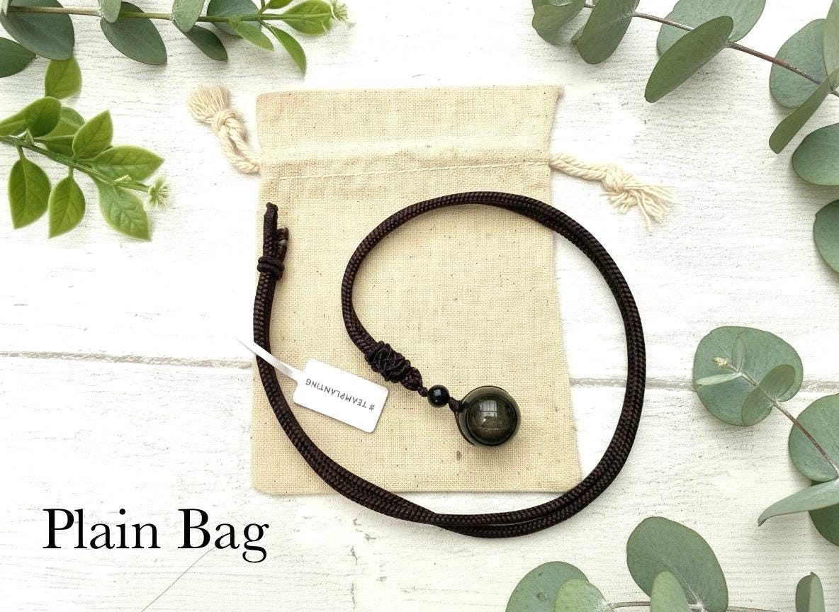 Gold Obsidian Stone Pendant. Healing Necklace. Beautiful Tiger Stones. Lucky Amulet