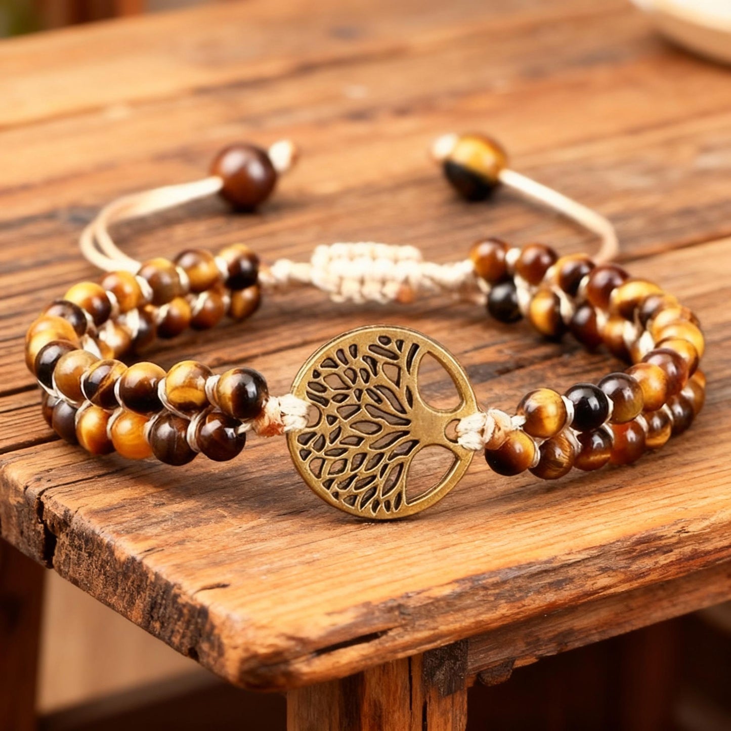 Tree of Life Natural Tiger’s Eye, Jasper Beaded Bracelet- Unisex  Healing Bracelet- Positive Energy (Boho)