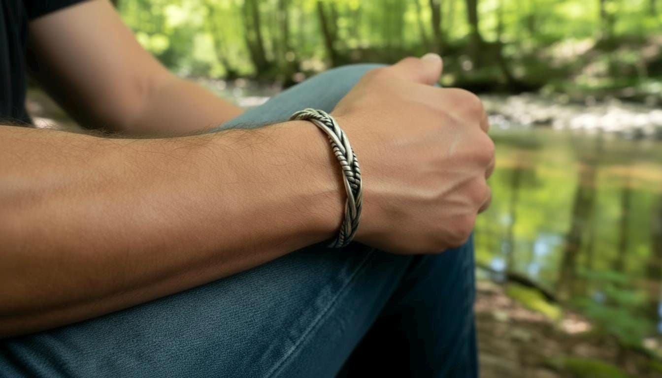 Woven Celtic Bangle Bracelet- unisex- Norse bracelet, Viking bangle, Celtic Jewelry