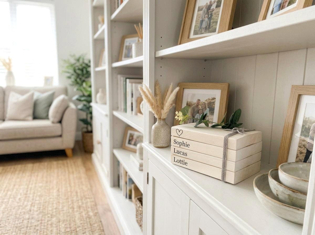 Family Names Personalised Book Stack! White Book Stacks- home decor ornament, coffee table bookshelf decor, wedding decor