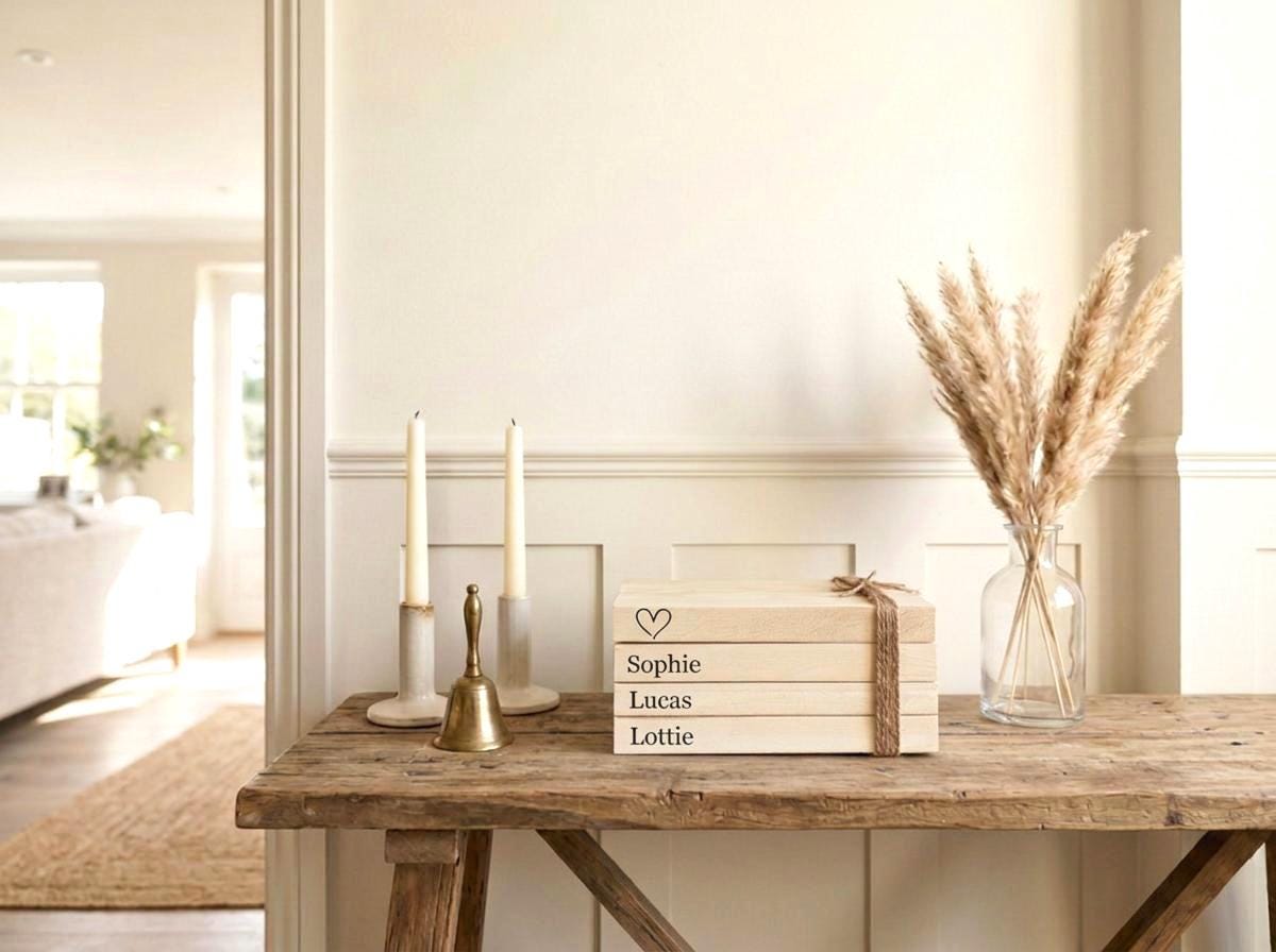 Family Names Personalised Book Stack! White Book Stacks- home decor ornament, coffee table bookshelf decor, wedding decor