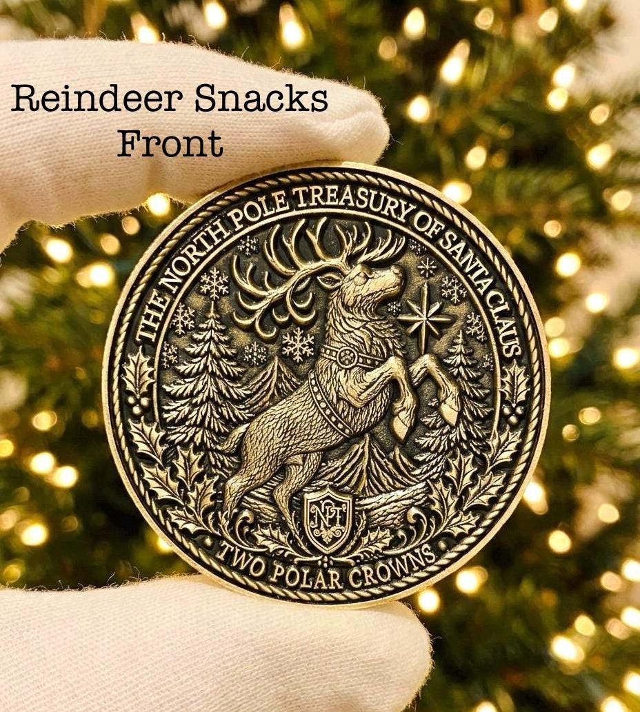 DELUXE Milk & Cookies Santa Coin | Proof of Santa’s Visit for leaving on your Santa Plate | Reindeer Food Thank you coin | Christmas Eve