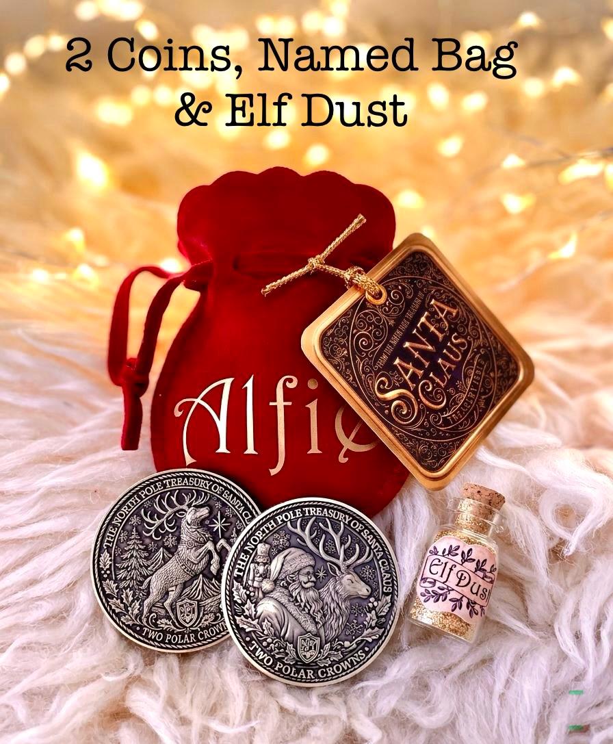 DELUXE Milk & Cookies Santa Coin | Proof of Santa’s Visit for leaving on your Santa Plate | Reindeer Food Thank you coin | Christmas Eve