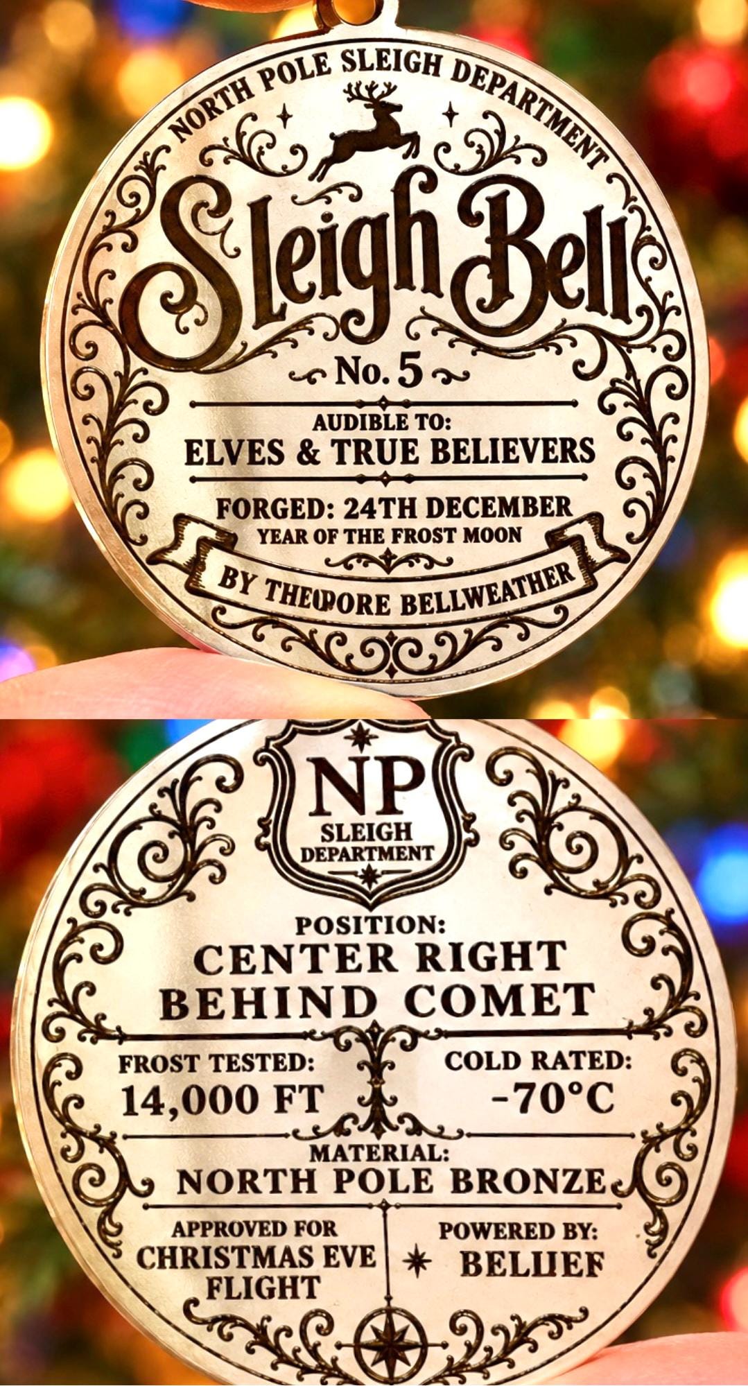 Santa Sleigh Bell & Reindeer Bell, fallen from the Sleigh | Christmas Morning Discovery | Santa Proof | Father Christmas True Believer Bell