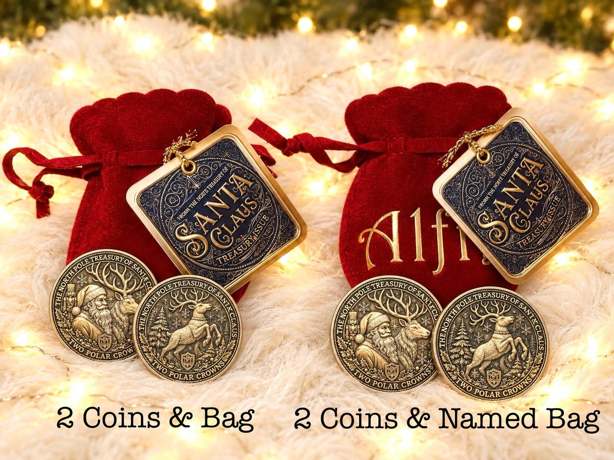 DELUXE Milk & Cookies Santa Coin | Proof of Santa’s Visit for leaving on your Santa Plate | Reindeer Food Thank you coin | Christmas Eve